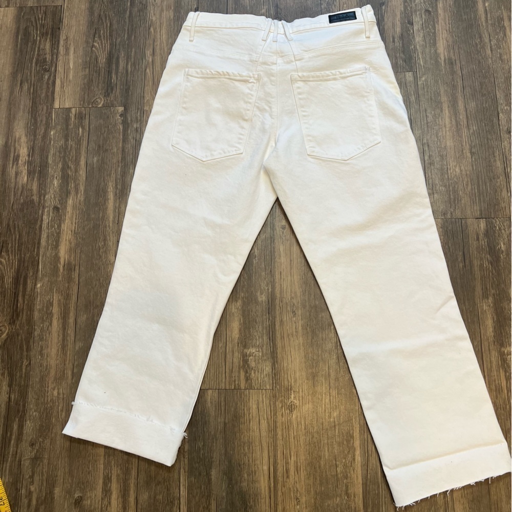 RTA Jeans Dexter Belted Boyfriend High Rise Straight Leg Pants White Denim Y2K M - Picture 10 of 15